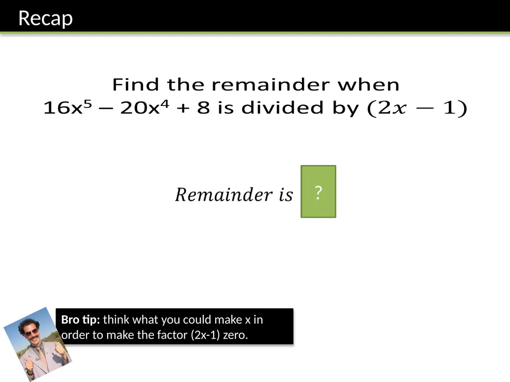 C2: Chapter 1 Algebra and Functions Dr J Frost - slide 20 of 22