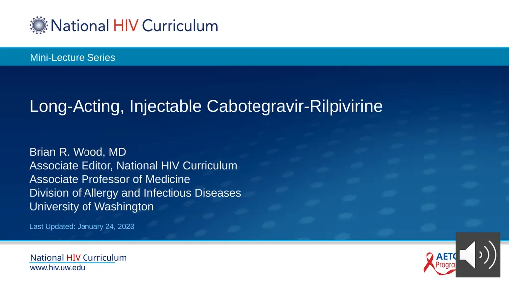 Long-Acting, Injectable Cabotegravir-Rilpivirine - slide 1 of 27