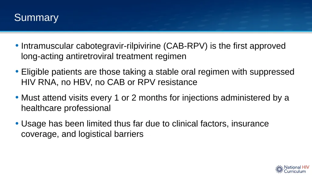Long-Acting, Injectable Cabotegravir-Rilpivirine - slide 26 of 27