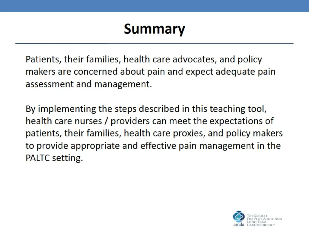 Pain Management in the Post-Acute and Long-Term - slide 36 of 38