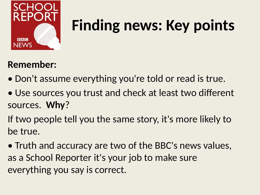 Finding the news Learning objective: to understand - slide 9 of 20