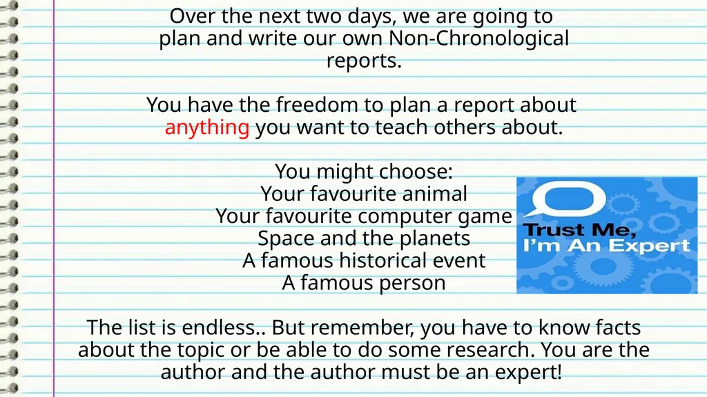 Non-chronological reports Can you remember what a - slide 3 of 11