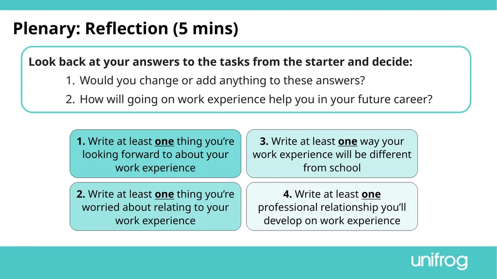 Teacher’s slide Preparing to go on work experience - slide 31 of 32