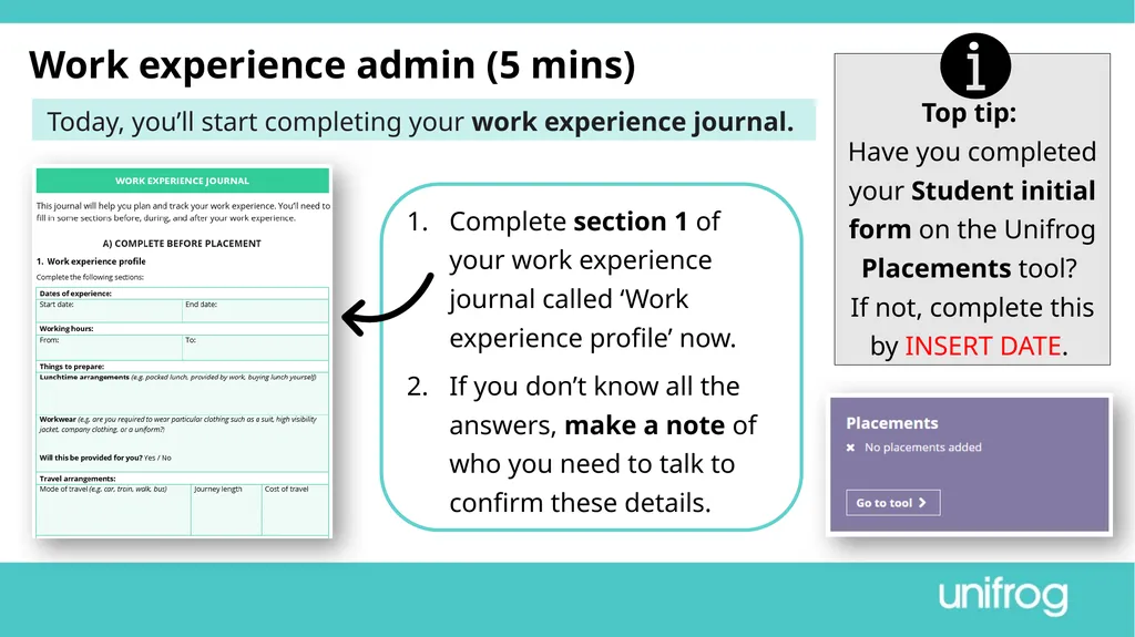 Teacher’s slide Preparing to go on work experience - slide 4 of 32