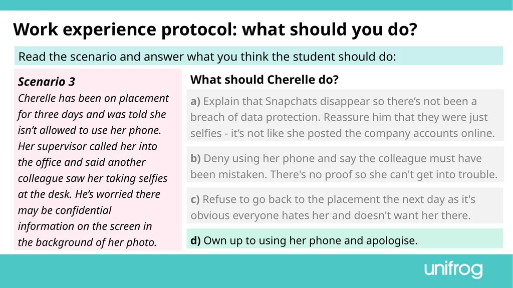 Teacher’s slide Preparing to go on work experience - slide 12 of 32