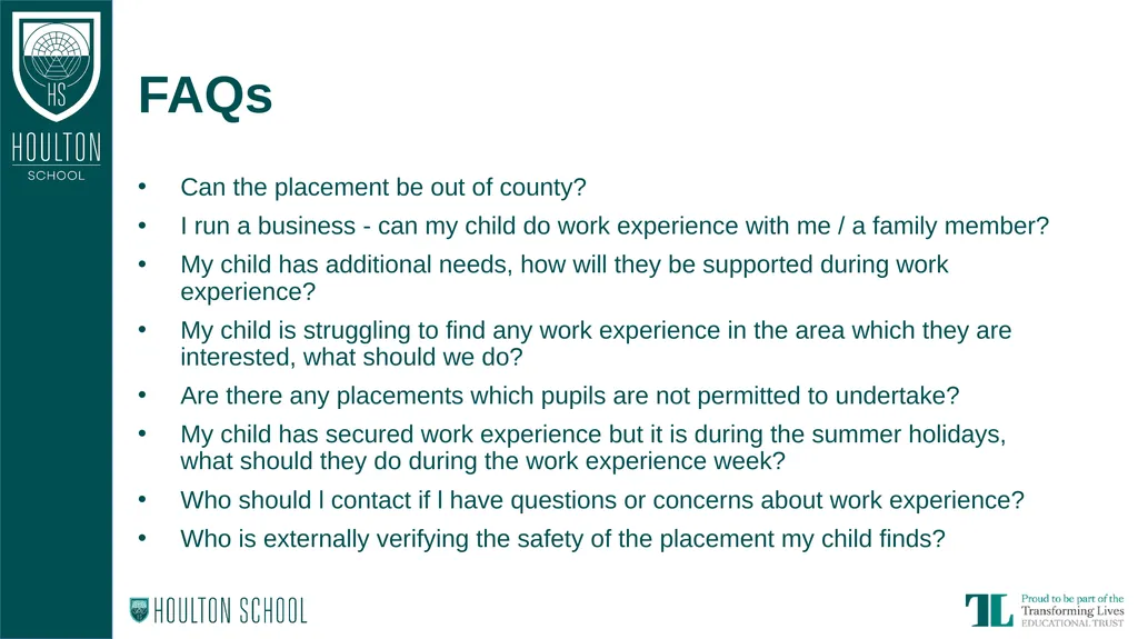 Year 10 Work Experience Information Evening Dates - slide 14 of 15