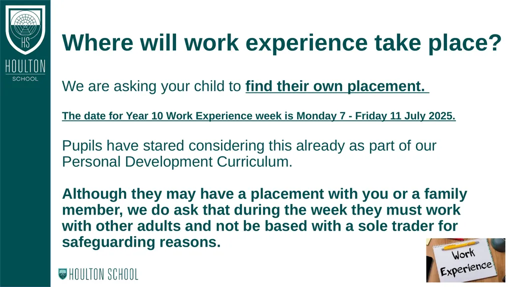 Year 10 Work Experience Information Evening Dates - slide 8 of 15