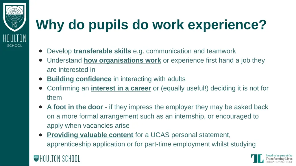 Year 10 Work Experience Information Evening Dates - slide 7 of 15