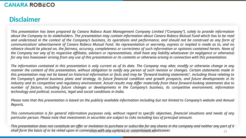 Investor Presentation for Q3 & 9M FY’26 Table of - slide 23 of 24