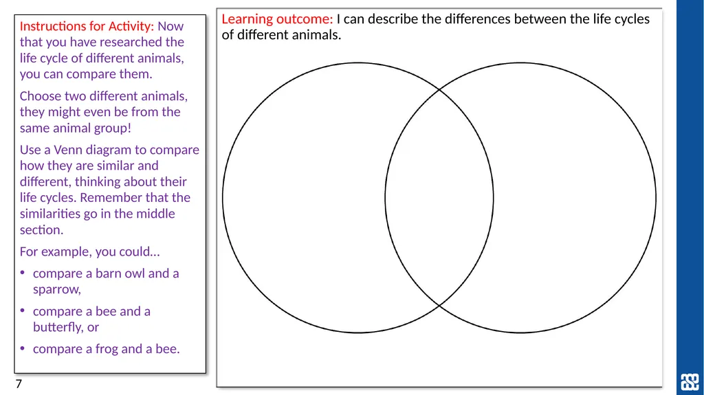 Living things and their habitats Comparing the - slide 7 of 9