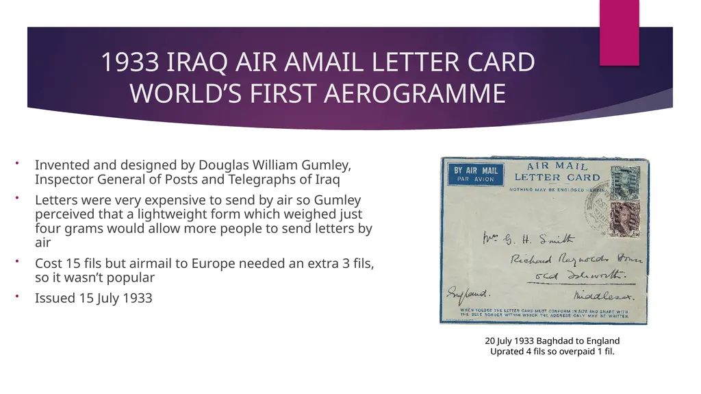 7d AUSTRALIAN AIRLETTERS 1944 -1952 PRESENTED BY - slide 4 of 43