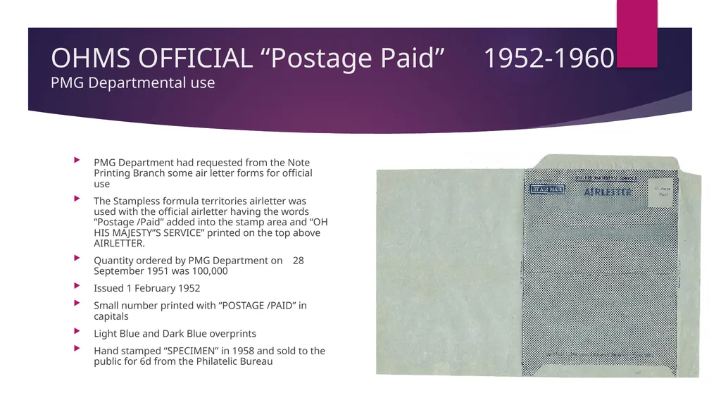 7d AUSTRALIAN AIRLETTERS 1944 -1952 PRESENTED BY - slide 35 of 43