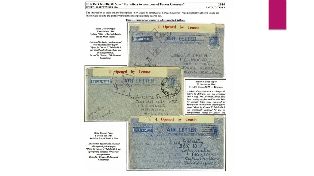 7d AUSTRALIAN AIRLETTERS 1944 -1952 PRESENTED BY - slide 10 of 43