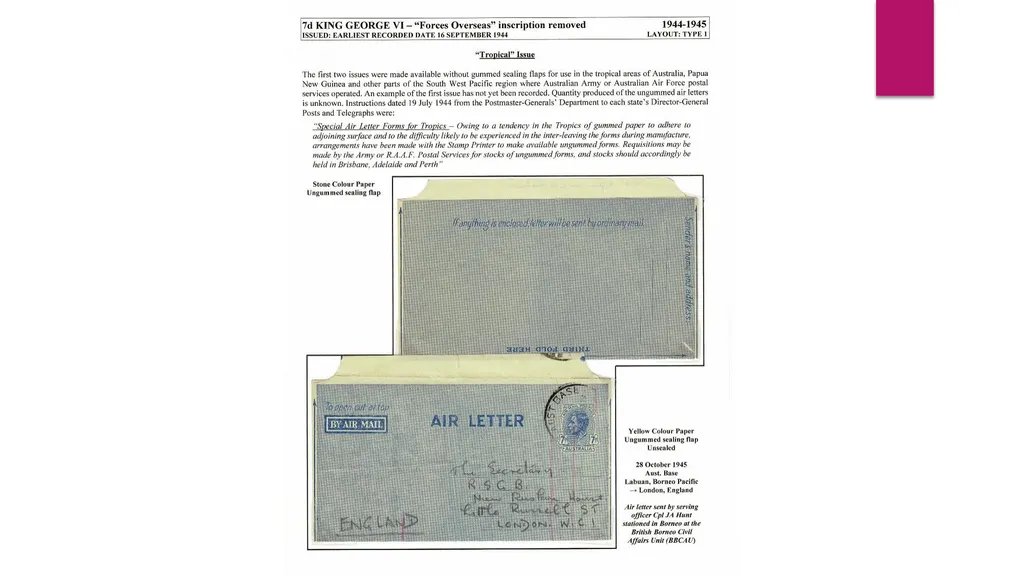 7d AUSTRALIAN AIRLETTERS 1944 -1952 PRESENTED BY - slide 16 of 43
