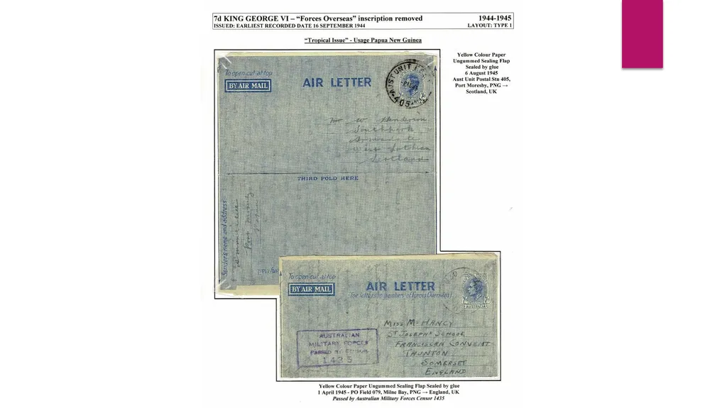 7d AUSTRALIAN AIRLETTERS 1944 -1952 PRESENTED BY - slide 17 of 43