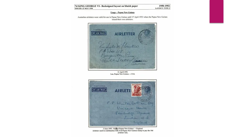 7d AUSTRALIAN AIRLETTERS 1944 -1952 PRESENTED BY - slide 33 of 43
