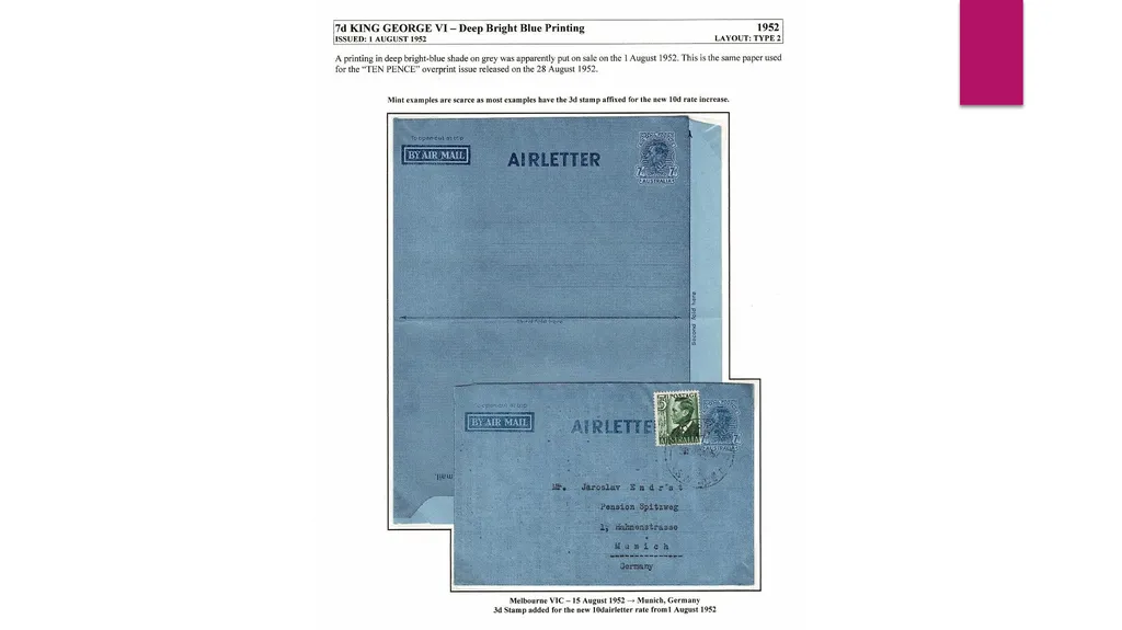 7d AUSTRALIAN AIRLETTERS 1944 -1952 PRESENTED BY - slide 34 of 43