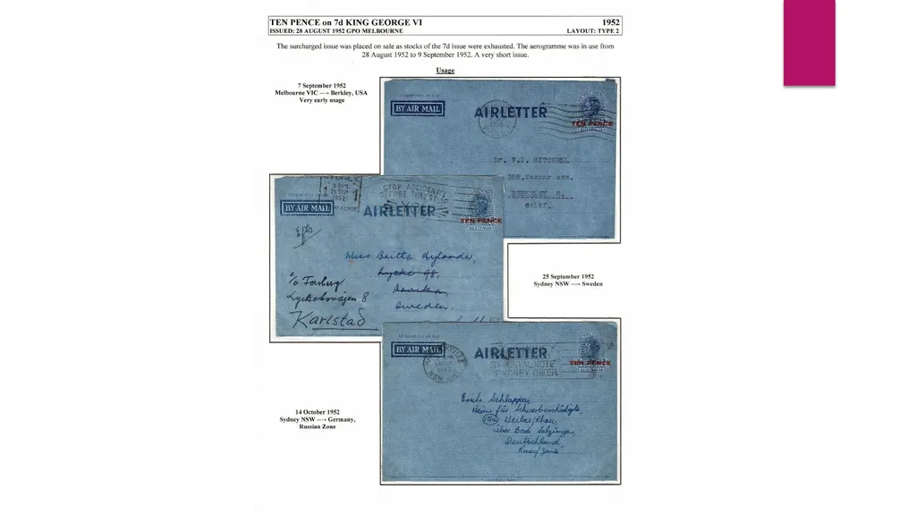 7d AUSTRALIAN AIRLETTERS 1944 -1952 PRESENTED BY - slide 42 of 43