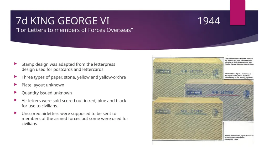 7d AUSTRALIAN AIRLETTERS 1944 -1952 PRESENTED BY - slide 8 of 43
