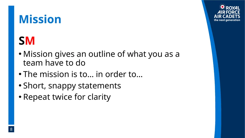 Foundation Leadership: Blue Badge The SMEAC Brief - slide 8 of 31