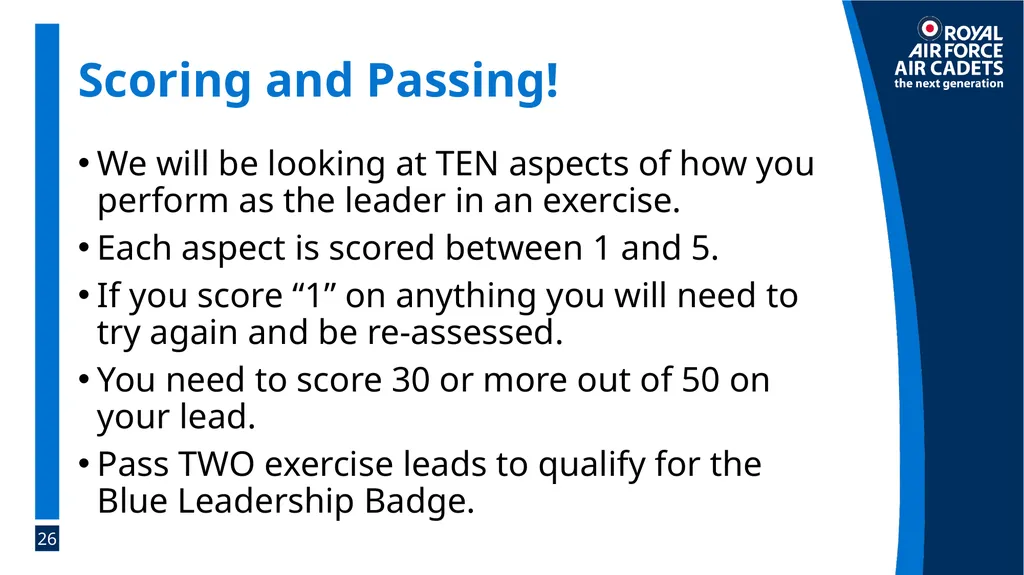 Foundation Leadership: Blue Badge The SMEAC Brief - slide 26 of 31