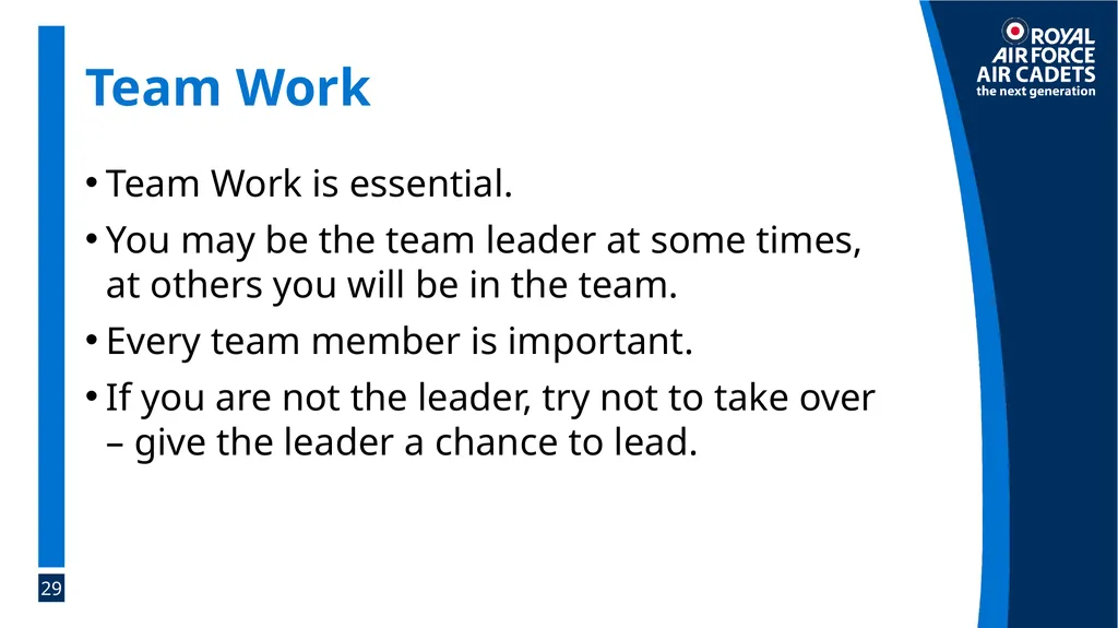 Foundation Leadership: Blue Badge The SMEAC Brief - slide 29 of 31