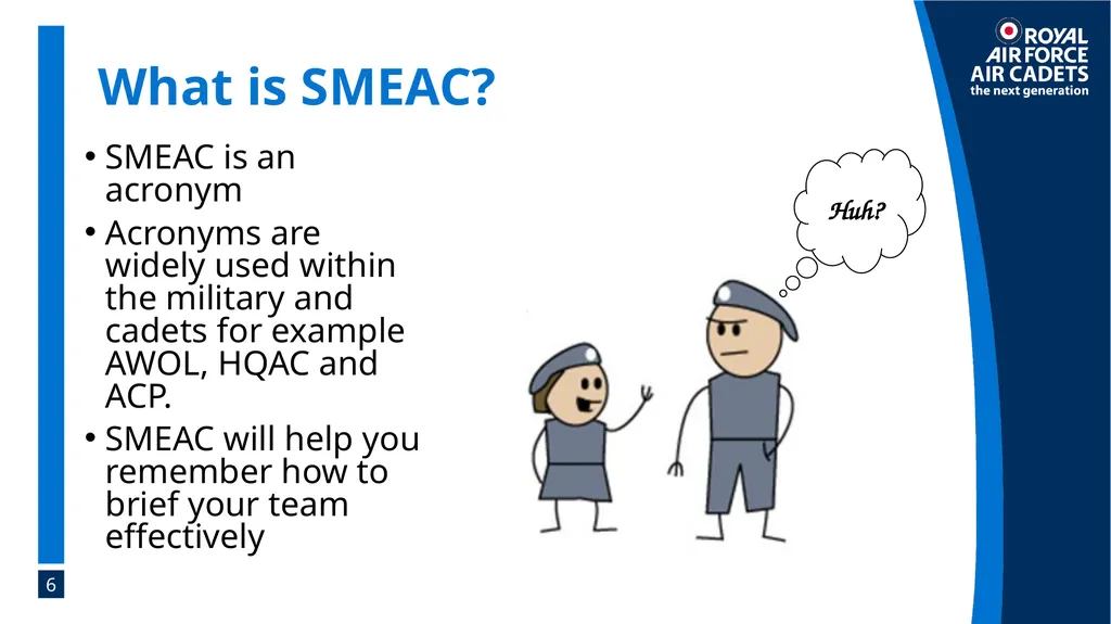 Foundation Leadership: Blue Badge The SMEAC Brief - slide 6 of 31