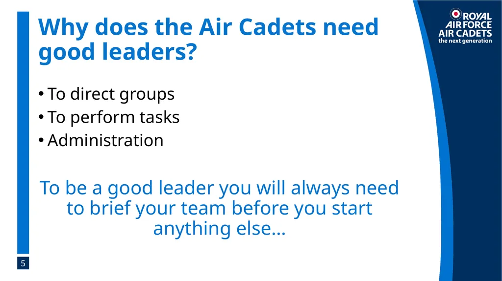 Foundation Leadership: Blue Badge The SMEAC Brief - slide 5 of 31