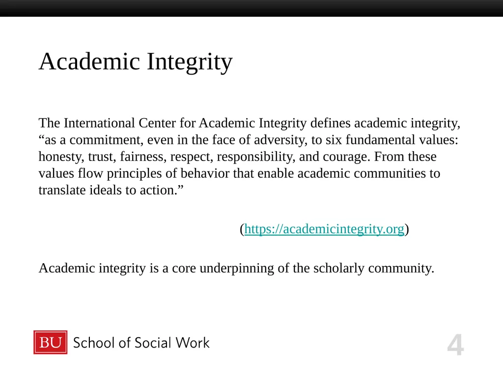 ACADEMIC HONESTY 2023-2024 Six Fundamental Values - slide 4 of 41