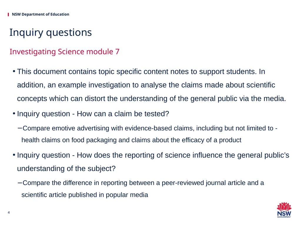 Investigating Science Science HSC hub We would - slide 4 of 20