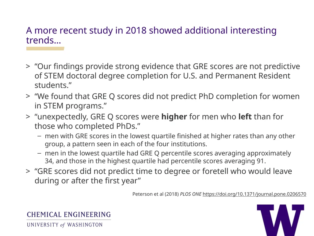 Analysis of the utility of the GRE in UW ChemE - slide 6 of 25