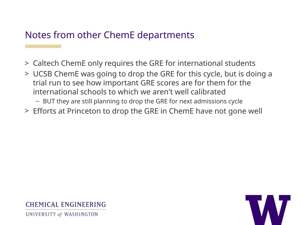 Analysis of the utility of the GRE in UW ChemE - slide 19 of 25