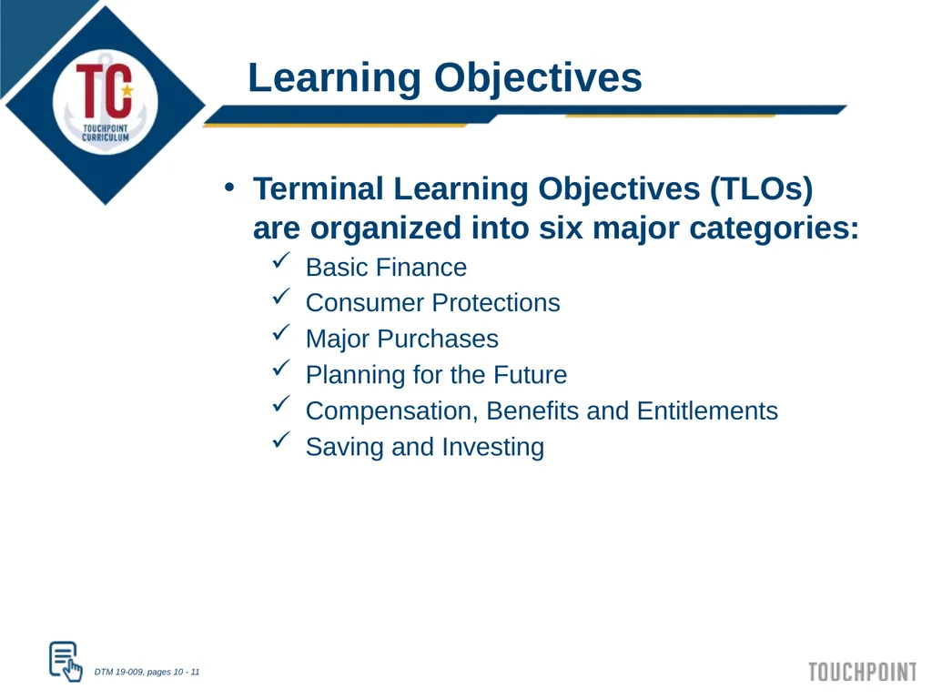Introduction to Touchpoint Curriculum TC 1 Agenda - slide 6 of 19