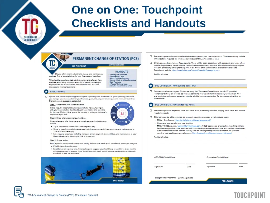 Introduction to Touchpoint Curriculum TC 1 Agenda - slide 11 of 19