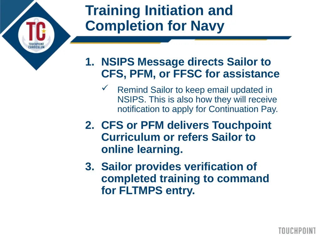 Introduction to Touchpoint Curriculum TC 1 Agenda - slide 16 of 19