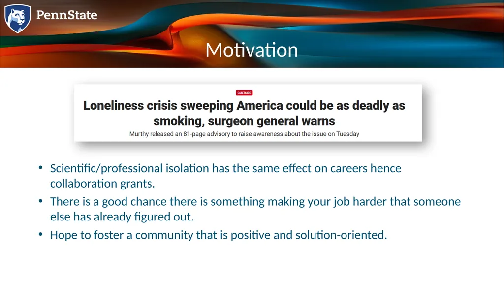 Goals Foster a sense of community among staff and - slide 2 of 9