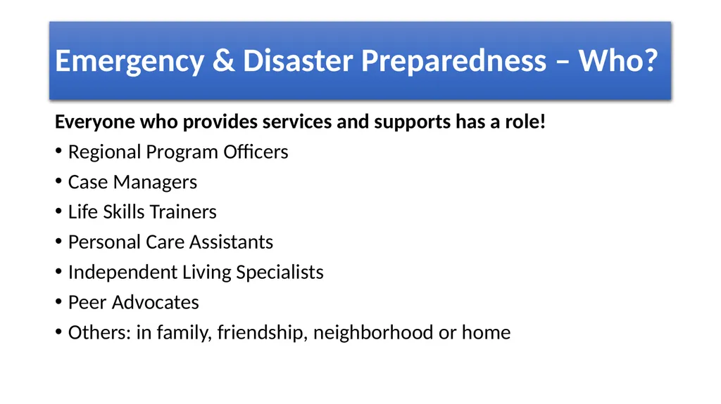 Whole Community Approach Emergency & Disaster - slide 3 of 12