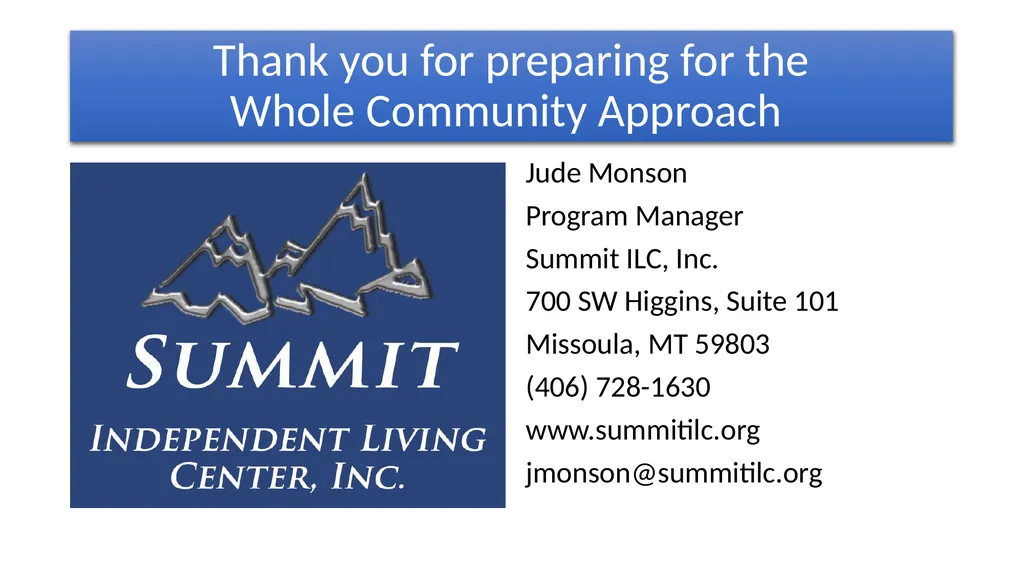 Whole Community Approach Emergency & Disaster - slide 12 of 12
