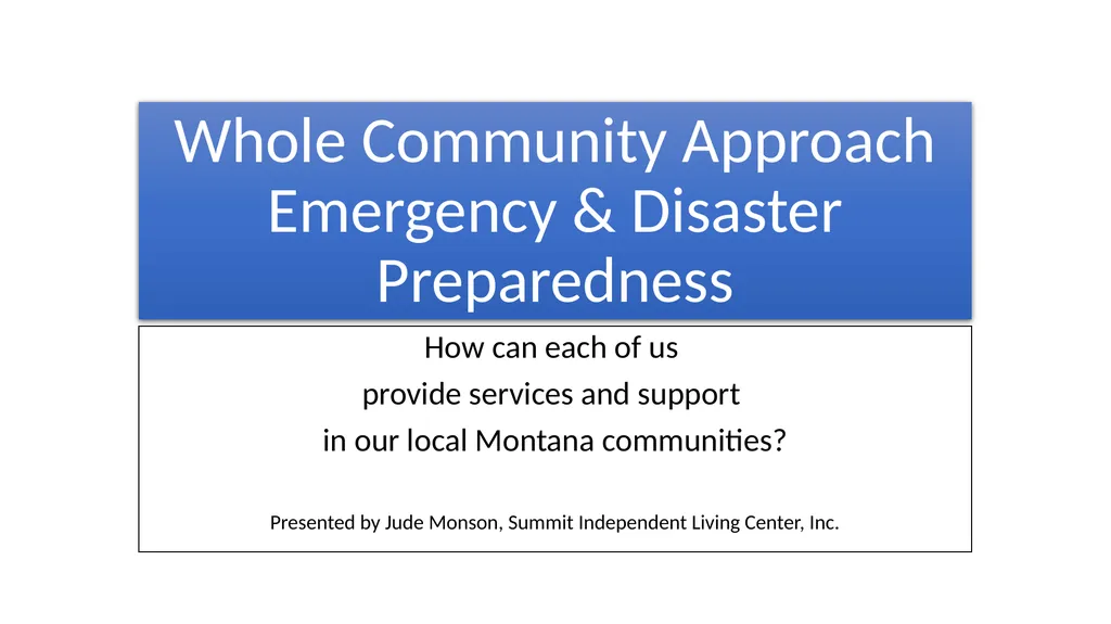 Whole Community Approach Emergency & Disaster - slide 1 of 12