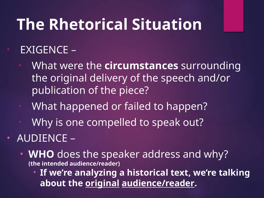 Intro to Rhetorical Analysis The Rhetorical - slide 2 of 19