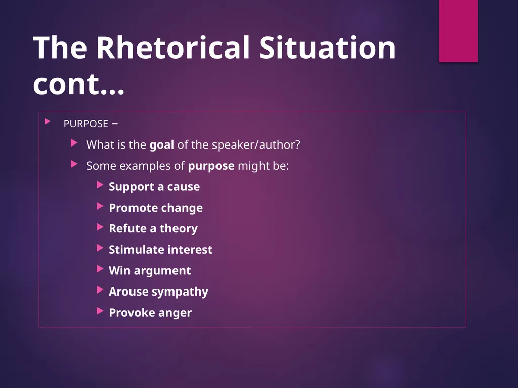 Intro to Rhetorical Analysis The Rhetorical - slide 3 of 19