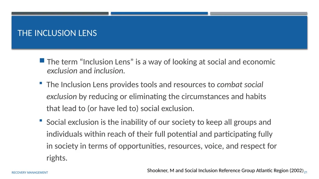 Supporting Social Inclusion and Advocacy Module 7 - slide 21 of 40