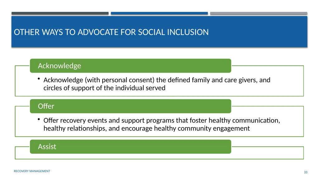 Supporting Social Inclusion and Advocacy Module 7 - slide 33 of 40