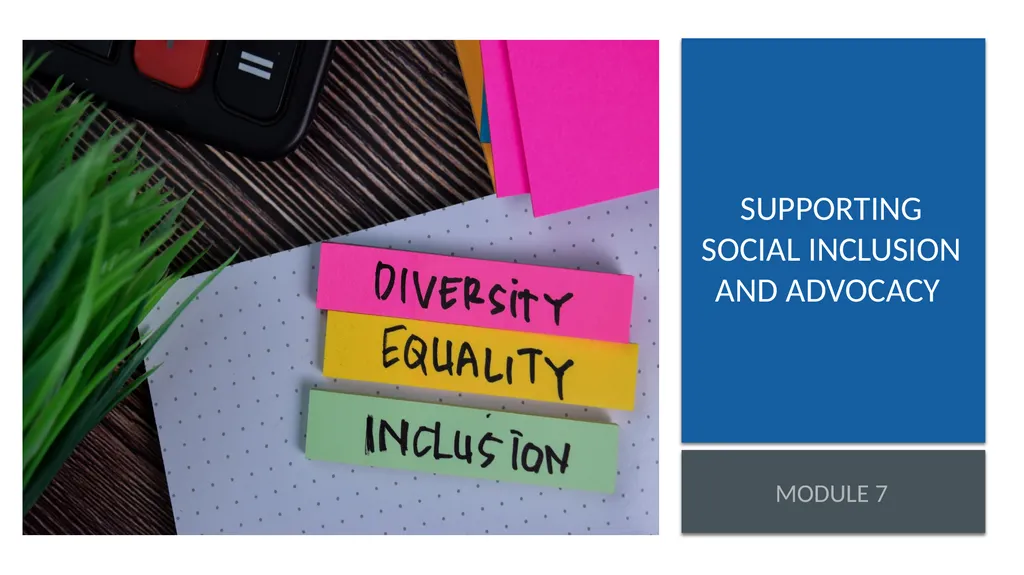 Supporting Social Inclusion and Advocacy Module 7 - slide 1 of 40