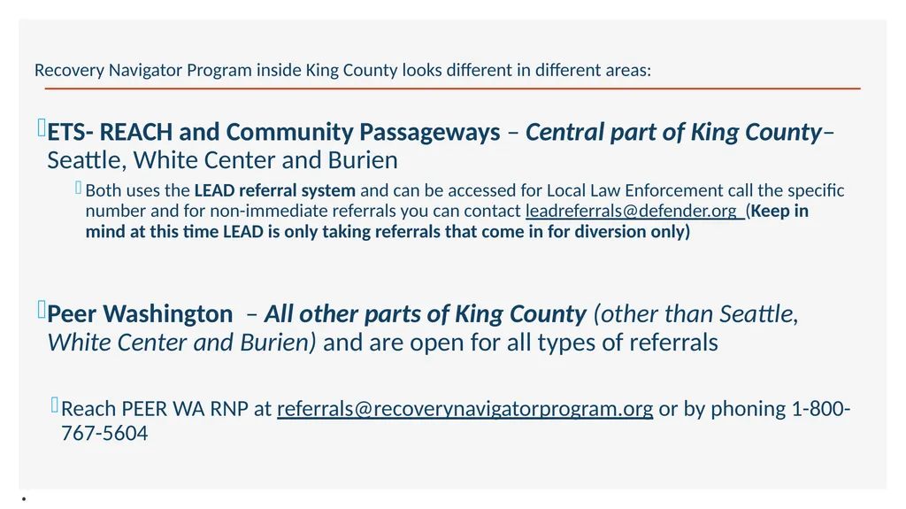 Recovery Navigator Program by Susan Peacey, King - slide 9 of 12