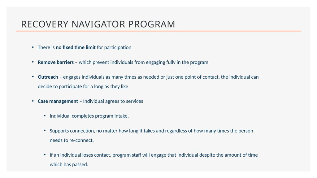 Recovery Navigator Program by Susan Peacey, King - slide 6 of 12