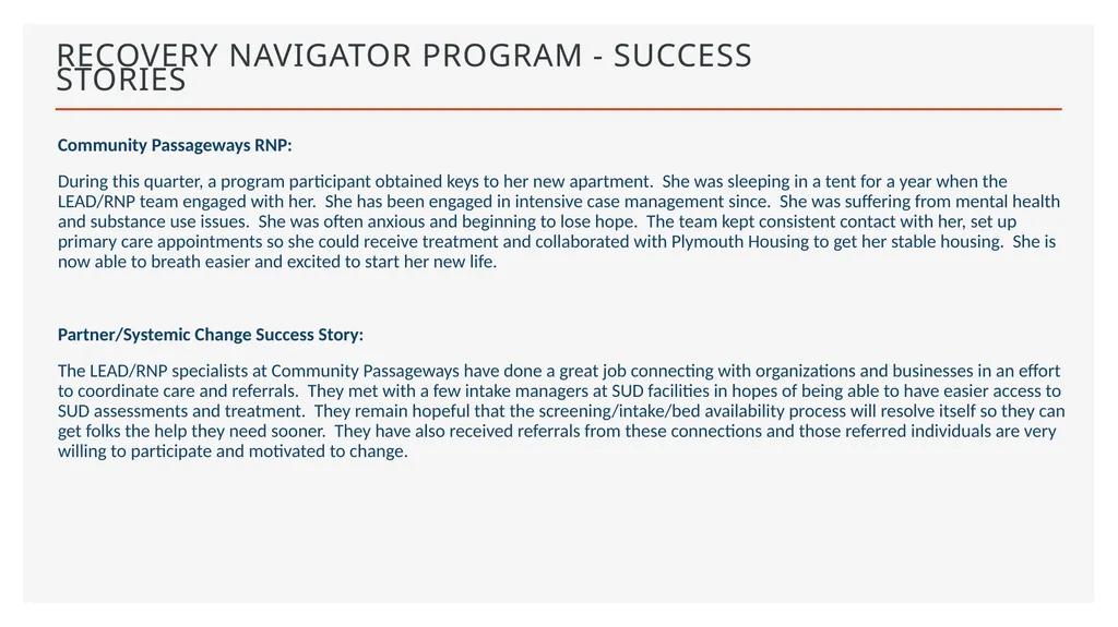 Recovery Navigator Program by Susan Peacey, King - slide 11 of 12