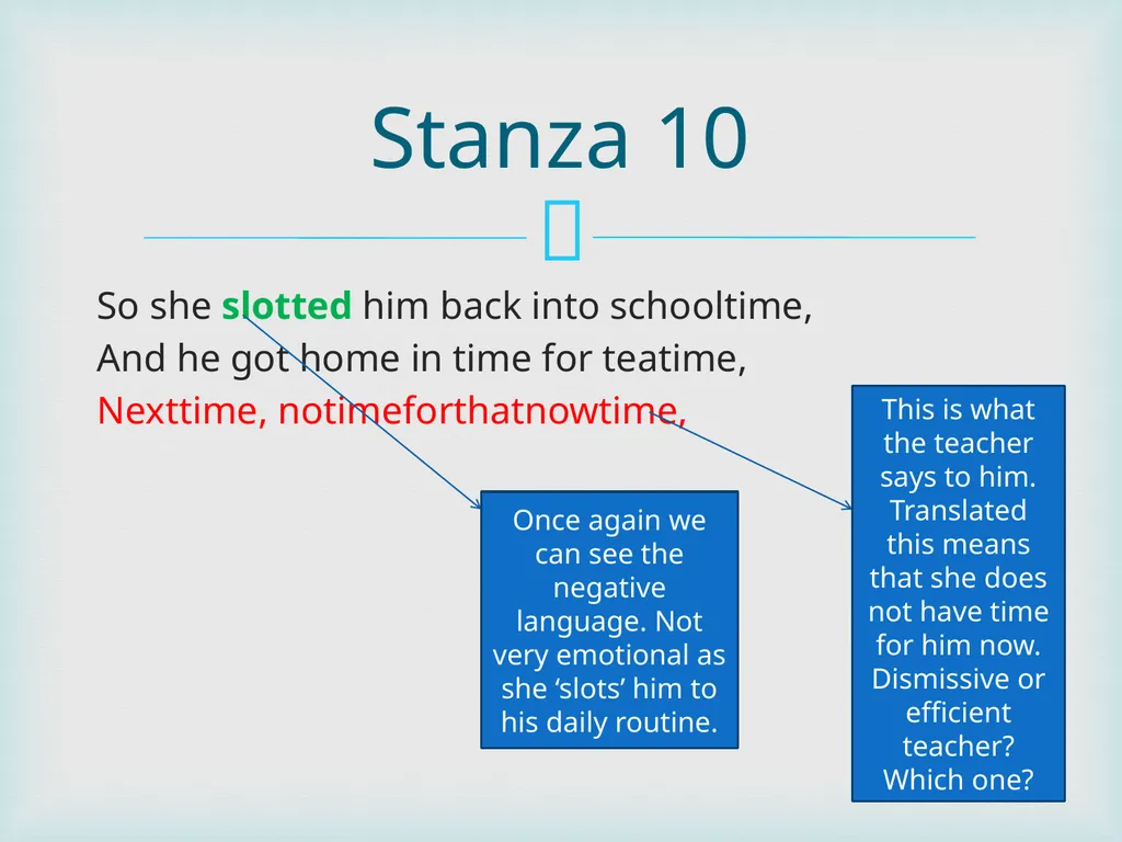 Half- past Two Ursula Fanthorpe Annotate your - slide 13 of 14