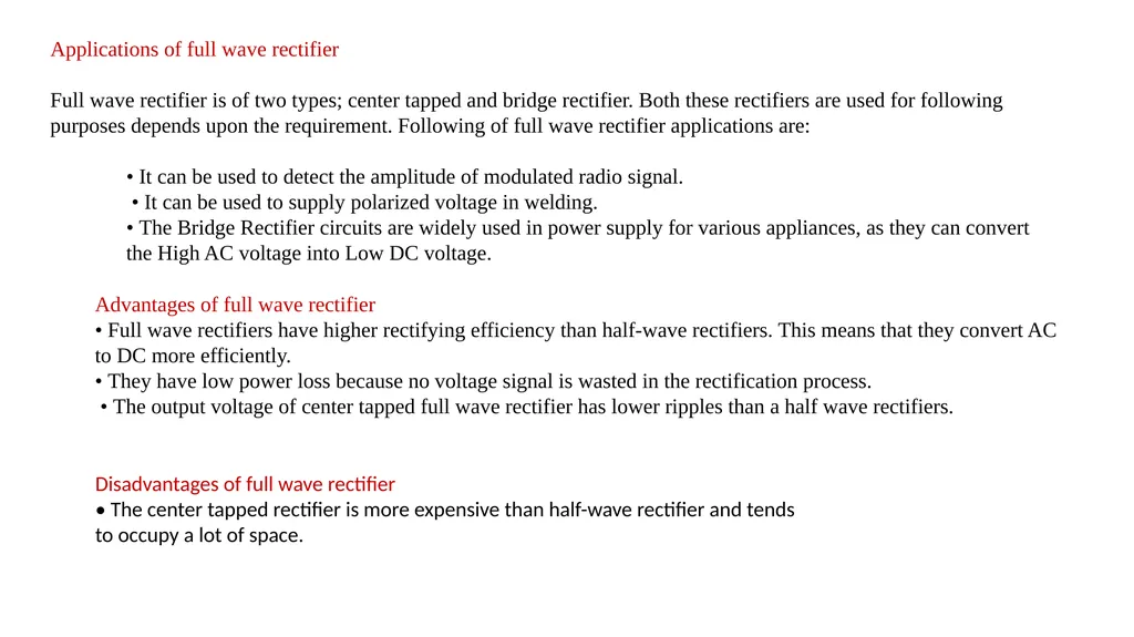 Rectifiers Half wave and Full wave rectifiers - slide 15 of 16