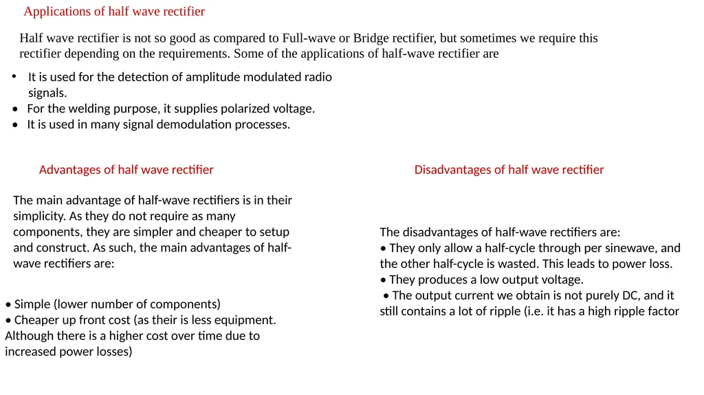 Rectifiers Half wave and Full wave rectifiers - slide 11 of 16
